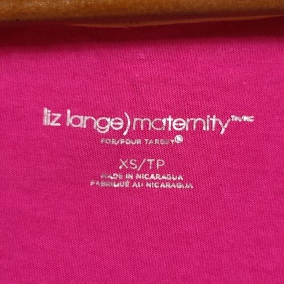 Liz Lange Maternity Solid Pink Tee XS Side Ruched Short Sleeve Maternity T-Shirt - Picture 4 of 7